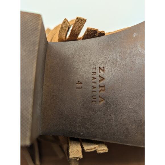Trafaluc by Zara | Suede Fringed Ankle Boots | Size 41 (US W10.5) - Picture 10 of 12